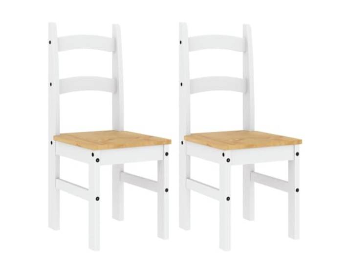 fsahslih Essstühle 2er Set Weiß 40x46x99 cm Massivholz Kiefer Robuste Küchenstühle mit 45 cm Sitzhöhe und Honigwachs-Finish, tragen je 110 kg verlässlich im heimischen Essbereich.