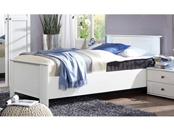 möbelando Bett >Chalet< (BxHxT: 109x85x210 cm) in Weiss - 109x85x210cm (BxHxT)