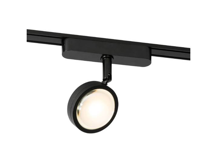 Spot moderne noir pour système de rail monophasé avec LED