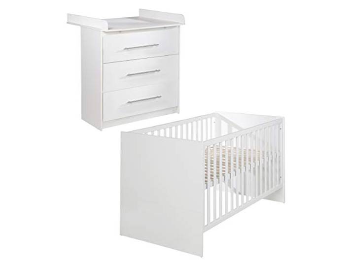 roba Kindermöbelset „Maren“, weiß, inkl. Kombi-Bett 70 x 140 cm und Wickelkommode mit 3 Schubladen