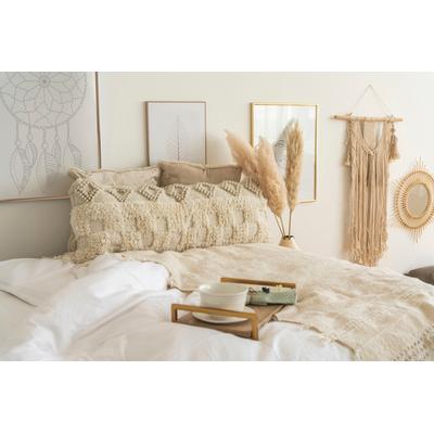 Dekokissen KAYOOM "Bohist 125", beige (natur, unifarben), B:35cm L:95cm, Baumwolle, Wolle, Dekokissen_Sitzkissen_Kissenhüllen