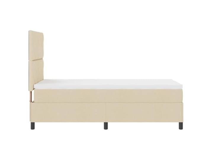KTHLBRH Boxspringbett mit Kopfteil creme 100 x 200 cm Atmungsaktives Gewebe, Struktur aus Holz und Kiefer, mittelfeste Matratze