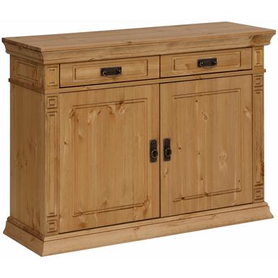 Kommode OTTO HOME "Vinales, mit 2 Schubläden, 2 Türen und Messinggriffe im Jugendstil", beige (natur geölt), B:109cm H:83cm T:39cm, Sideboards, Kommode, Messinggriffe im Jugendstil, mit Zierleisten und elegantem Sockel
