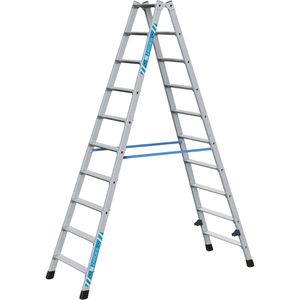 Zarges Stehleiter Nova B, 42470, beidseitig begehbar, aus Aluminium, bis 150kg, mit 2 x 10 Stufen