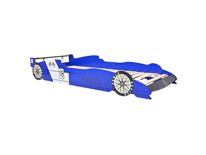 Tidyard Kinderbett Kinder Autobett Jugendbett Kinderzimmer Rennwagen-Bett ohne 90 x 200 cm Matratze Blau für Alter ab 4 Jahren