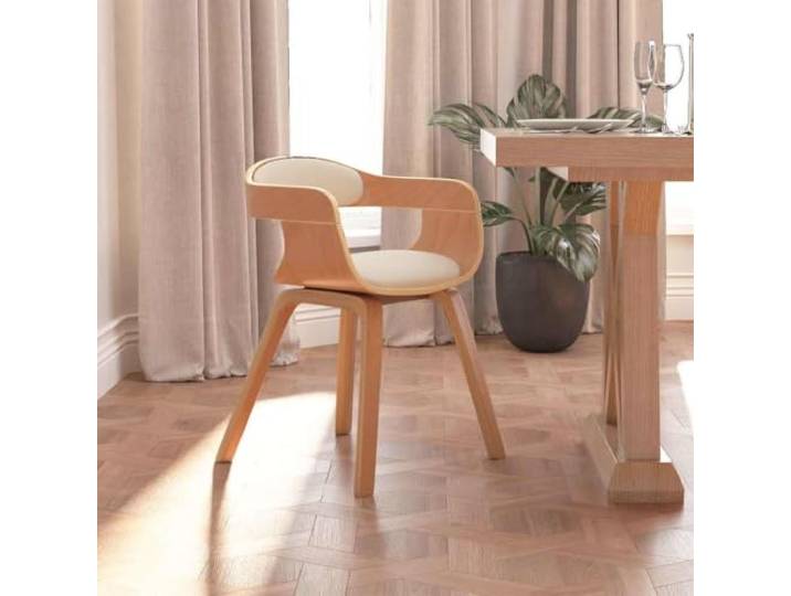 HMDNGOUT Esszimmerstuhl Creme Bugholz und Kunstleder Ergonomisches Design, gepolsterte Sitzfläche, Schaumstoff, pflegeleicht, robust, langlebig, 110 kg pro Sitz
