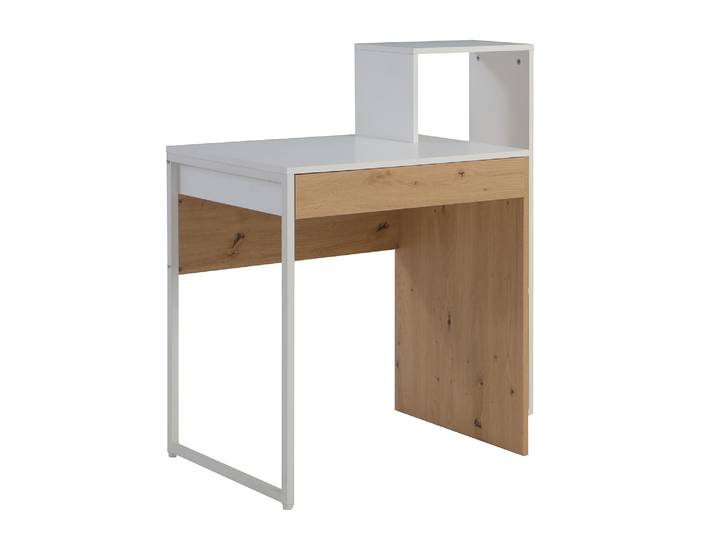 Bureau avec étagère Igor Blanc/chene Clair - Basika