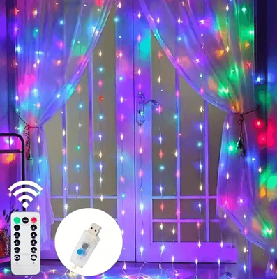 Inspire Curations Aesthetic USB Curtain Lights With 8 Modes multicolor usb 6mx3m 600led