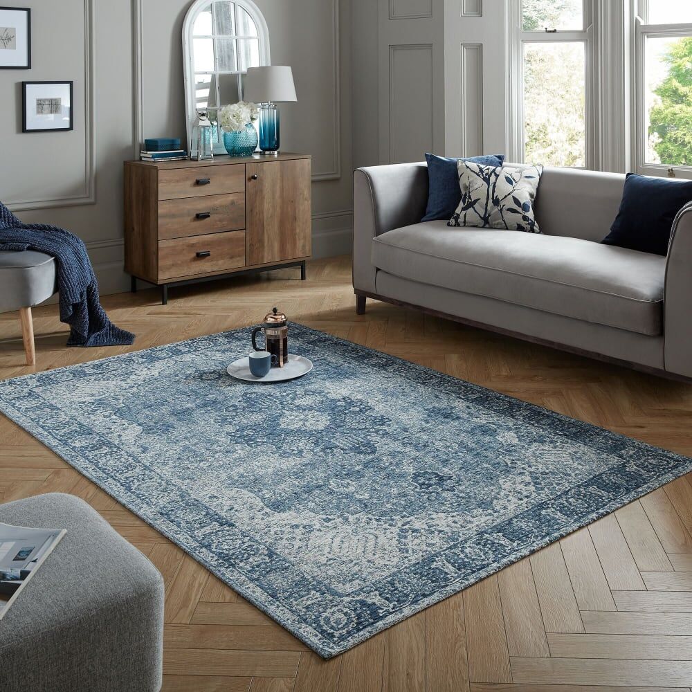 Flair Rugs Tapis vintage bleu 120x170cm Bleu 170x1x120cm