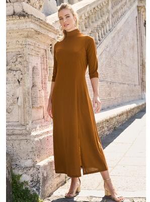 Plus Size Women's Mockneck Slit Maxi Dress by Jessica London in Clove (Size 20 W)