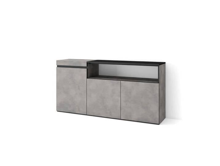 Buffet Bahut Enfilade 150x35x75cm 3 Portes Ciment RF2496