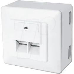 RJ45-CAT6 2UNI - 2-fach RJ45-Anschlußdose, CAT.6 UP/AP