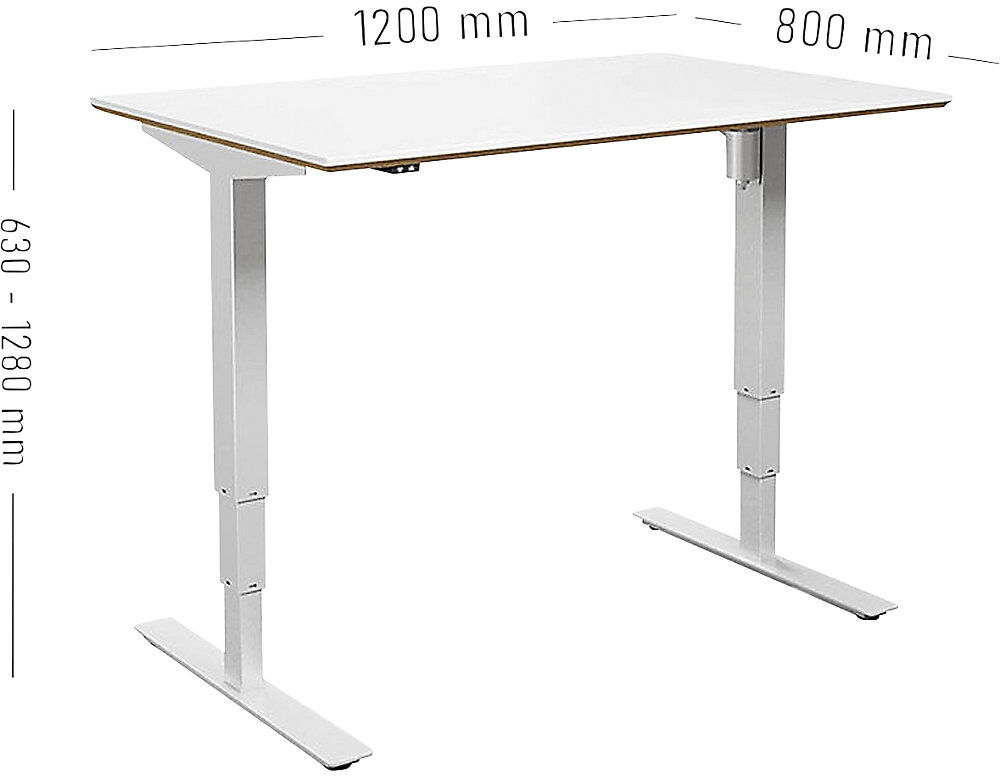 kaiserkraft Schreibtisch Atlanta Trend, elektrisch höhenverstellbar, gerade, BxT 1200 x 800 mm, weiß/weiß