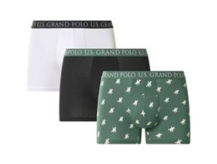 ESMARA MEN U.S. Grand Polo Boxeur homme, lot de 3 (vert/noir/blanc, XL)