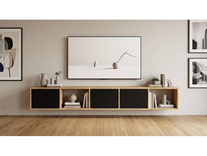 Lowboard mit Wandhalterung – TV-Board - Wandkommode Buche Natur geölt