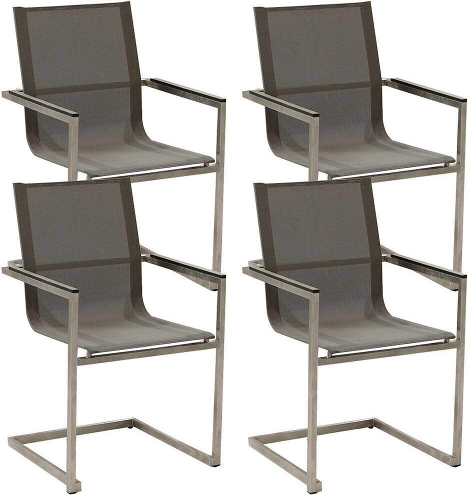 Garden Pleasure Gartenstühle mit Armlehnen Sienna taupe, Metall, 4 St.