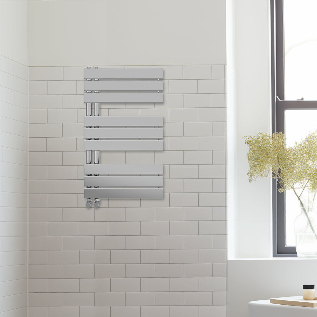 Latitude Run Artavius Flat Panel Towel Rail Heated Towel Rails Chrome 82.4cm H X 50cm W X 6.7cm D
