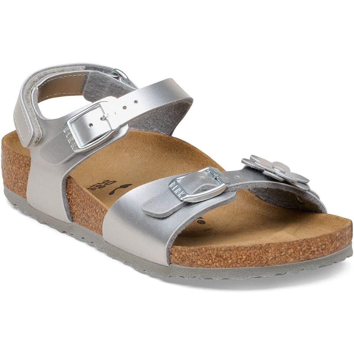 Birkenstock Rio AS Kids Flowers Birko-flor Elec. Met. Silver electric metallic silver (883) Normal 29 1031668-883-29