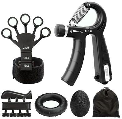 Combo Retail Shop Grip Trainer Kit, Adjustable Hand Gripper, Finger Strength Exerciser, Forearm Ring For Muscle Build Fitness, Stress Ball Grip Trainer Kit, Adjustable Hand Gripper, Finger Strength Exerciser, Forearm Ring For Muscle Build Fitness, Stress 