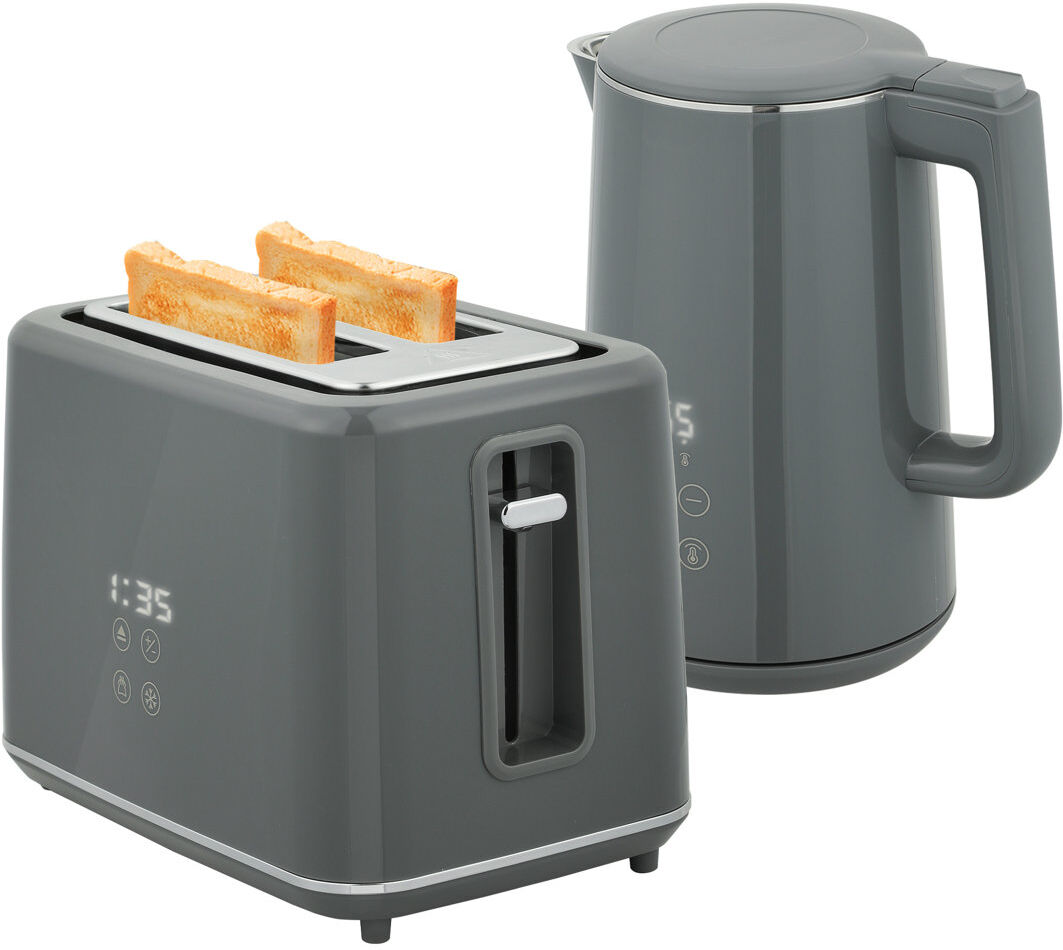 HOMCOM 1.5L 3000W Fast Boil Electric Kettle and 2 Slice Toaster Set Grey 2 - Slice