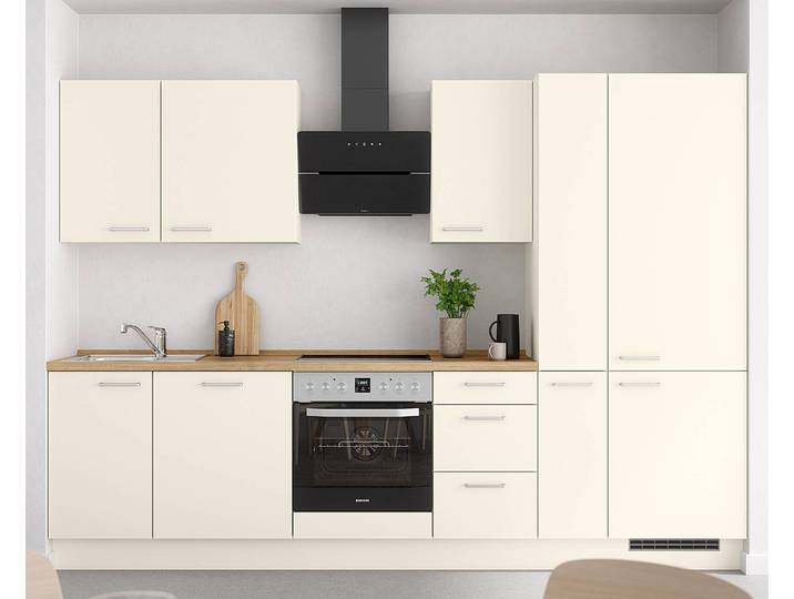 Küchenzeile High-Line Touch Variante B 300cm Ausrichtung rechts Beige/Magnolia/Eiche Sierra Dekor AEG