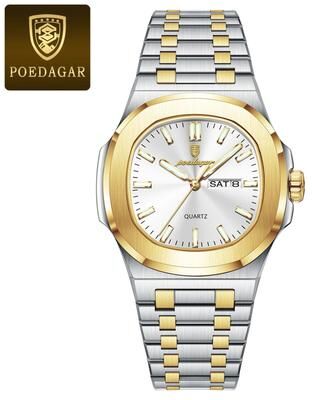Uplifted Finds Poedagar Original Square Quartz Watch For Men gold white
