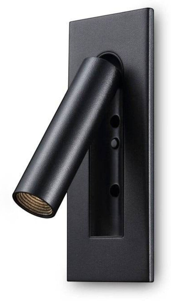 UltraBeam 3 Watt Recessed Adjustable Bedroom Reading Light - Built in Tilt Switch Matte Black 18cm H X 7.5cm W X 10.5cm D