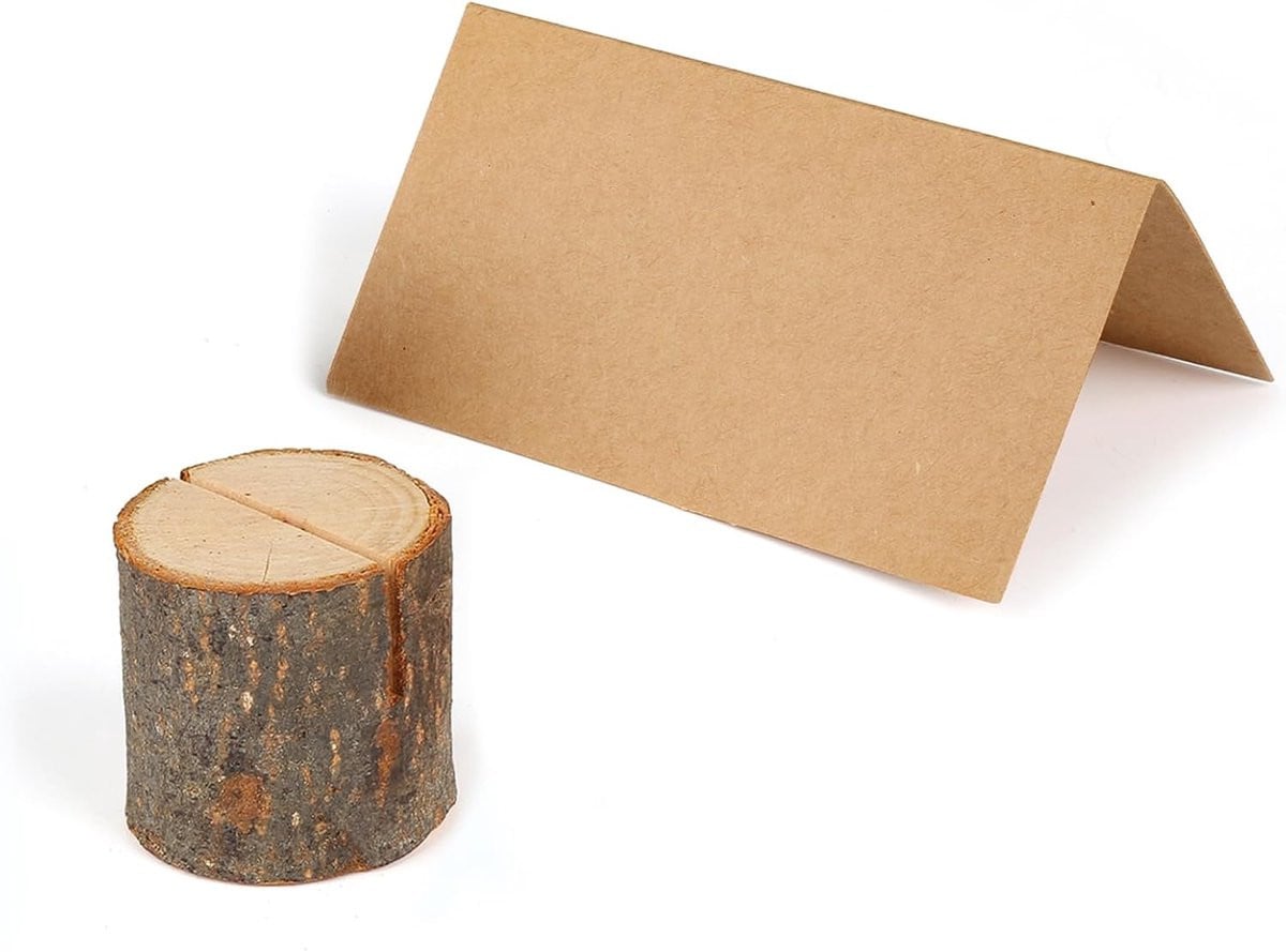 Set van 40 rustieke houten en kraft plaatskaarten met houten kaarthouders voor bruiloftsdecoratie