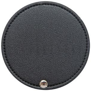Fusion Finds Portable Pocket Makeup Mirror Round PU Leather Compact Travel Cosmetic Mirror black