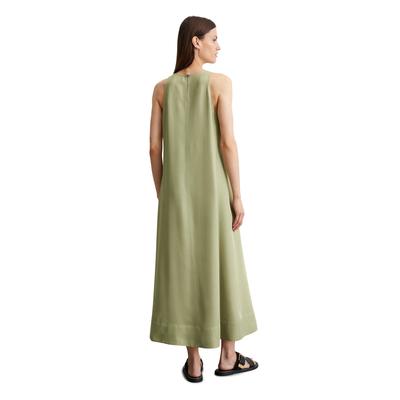 Midikleid MARC O'POLO "aus fließendem Naia™-Twill", Damen, Gr. 38, Normalgrößen, ohne Ärmel, grün (smooth sage), Obermaterial: 100% Acetat, unifarben, lang, Rundhals, Kleider Midikleid