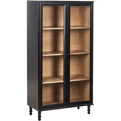 VITRINE mit Glastüren 80 cm Schwarz Tingledale