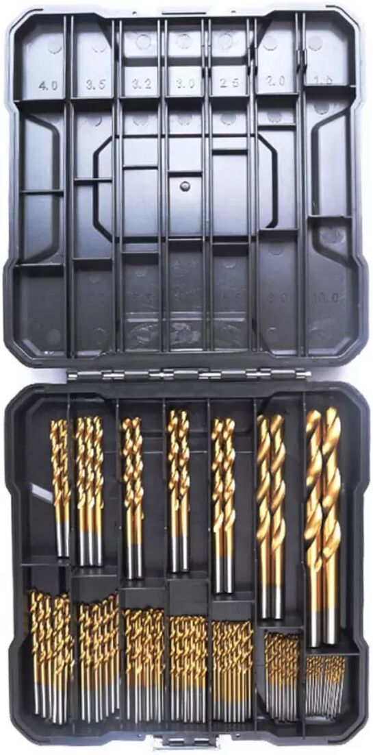 INF 99-teiliges Bohrer-Set im Kunststoffkoffer - Lagerstahl, 135° Spitze, mehrfarbige Mikrobohrer für Holz, Kunststoff, PCB,