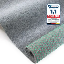 Rasenteppich GREEN | Graublau | 1,33m x 10,50m | Meterware Outdoor-Bodenbelag mit Noppen | wetterfest