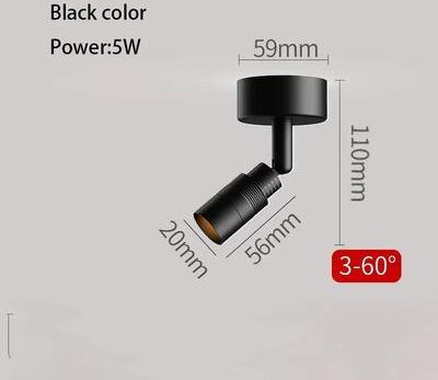 Uplift Picks Adjustable LED Spotlight Zoom Focus Surface Mounted Ceiling Light black (5w) 4000k
