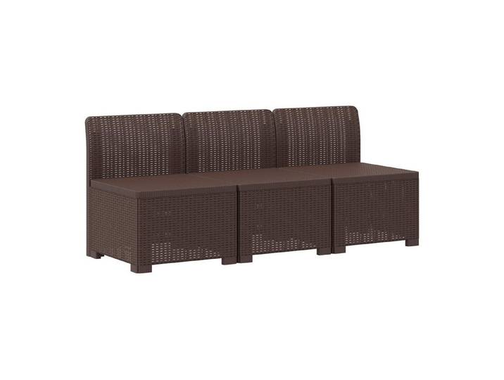 vidaXL Sofaelement 3-Sitzer Garten Sofa Rattan Look 3-Sitzer PP Braun