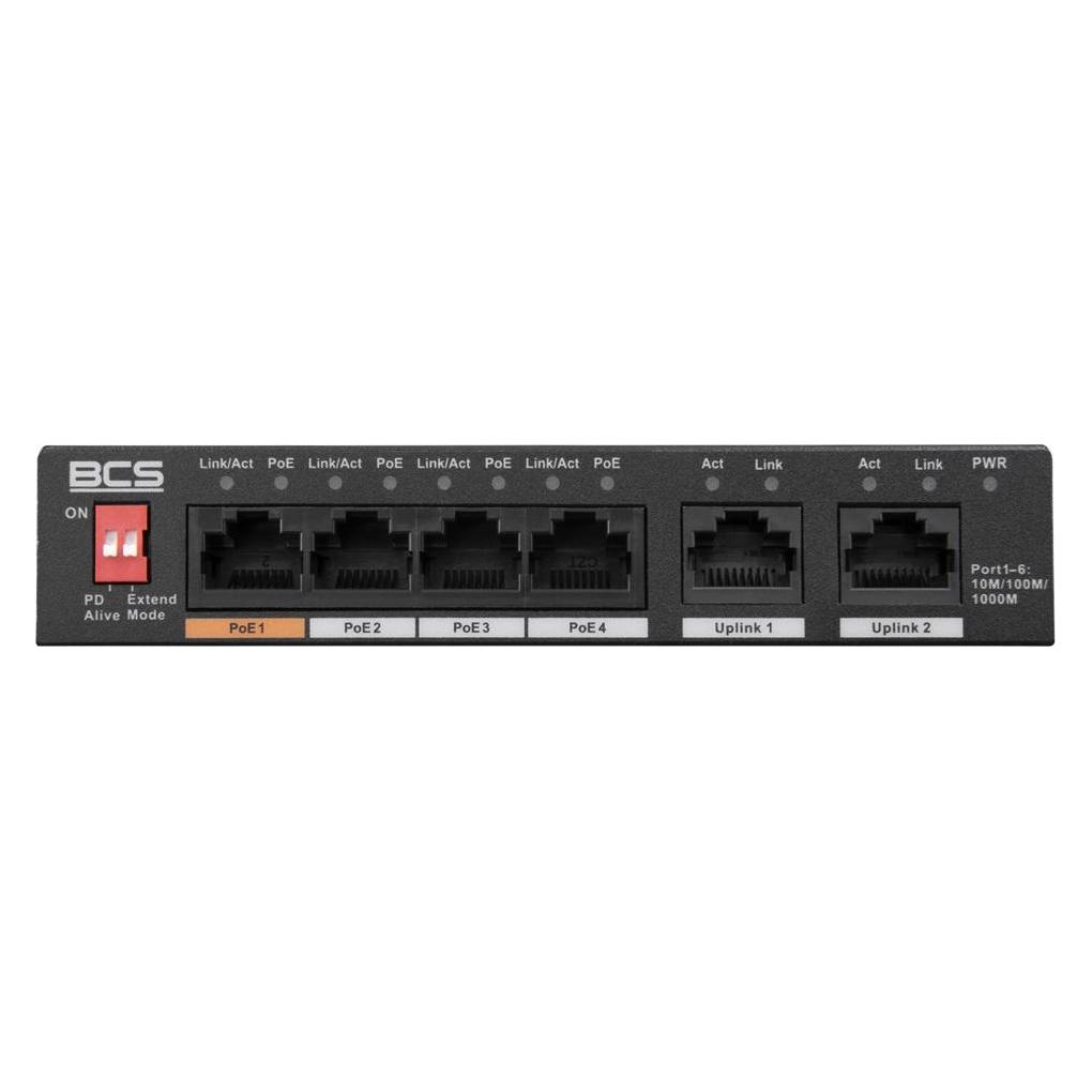 BCS BCS-L-SP04G02G(2) 4-Port PoE Switch exPoE 60W 1Gbps mit Standard-/Erweiterungsmodi (4 Ports) (BCS-L-SP04G02G(2))