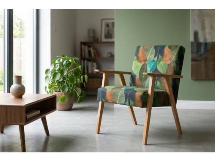 Family Meble Sessel Soler Spring – Retro-Sessel im Vintage-Stil mit Stoff-Bezug – Grün · 2
