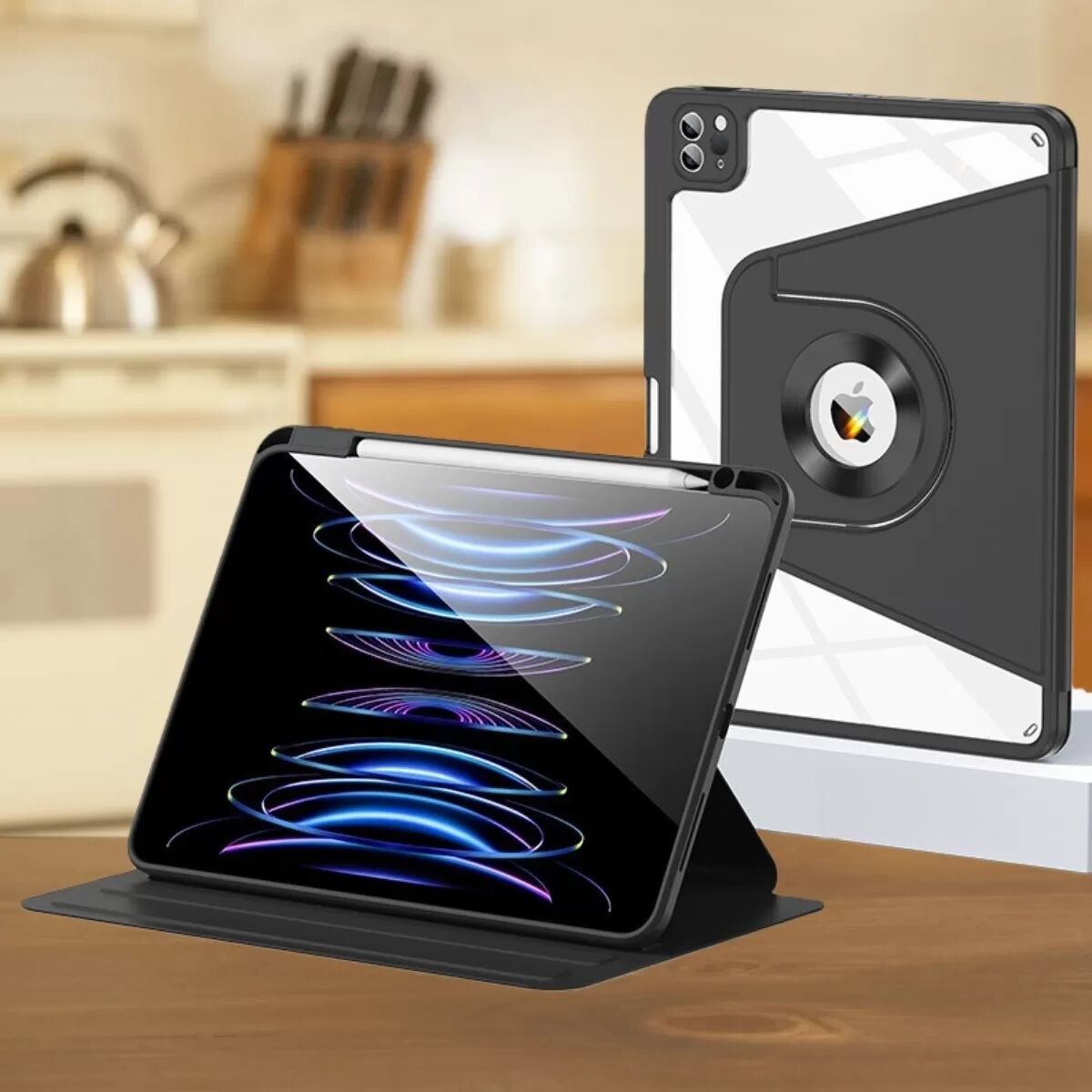 INF Étui rotatif magnétique détachable compatible avec iPad Pro 13 2024/2025 - Noir
