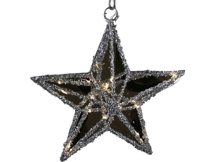 LED Stern AM DESIGN, silber (silberfarben), B:6cm H:30cm L:30cm, Leuchten, LED Stern, Weihnachtsstern, Weihnachtsdeko, 10 Lichter