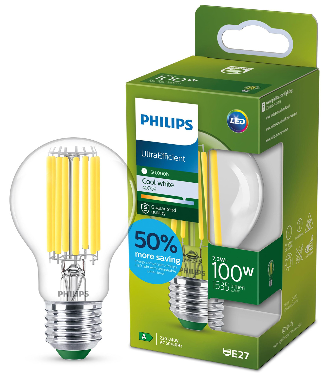 Philips LED gloeilamp A60 E27 100W equivalent koel wit 1535 lm