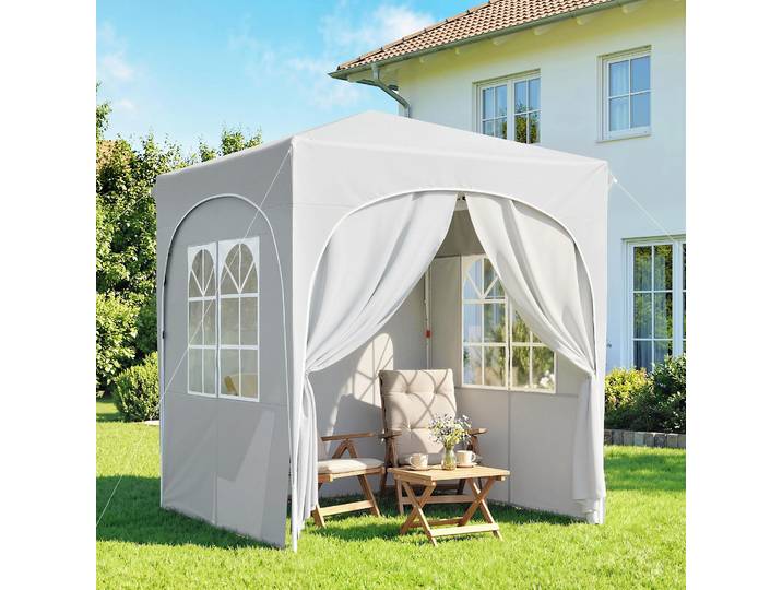 Outsunny Tente Pliante 2x2m UV50+ Hauteur Réglable Gris Clair