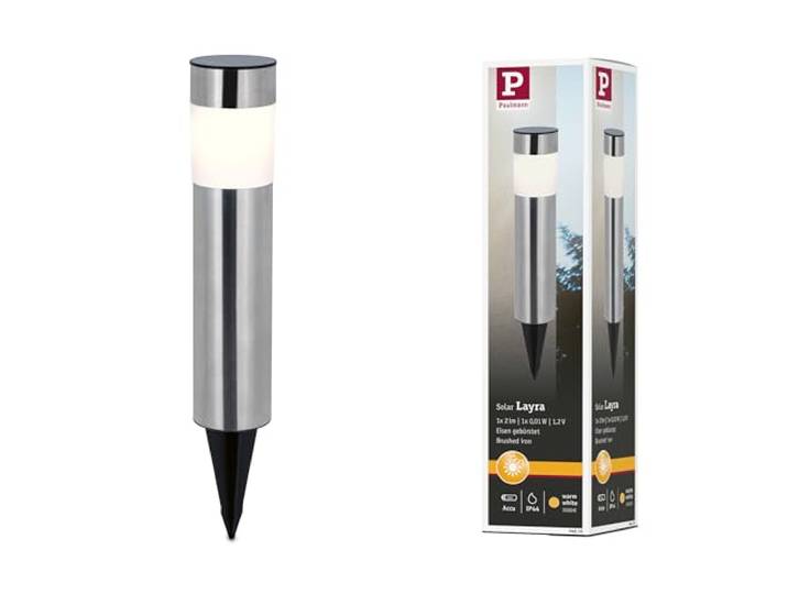 Paulmann 94876 Solar LED Pollerleuchte Layra IP44 3000K 1lm Eisen gebürstet