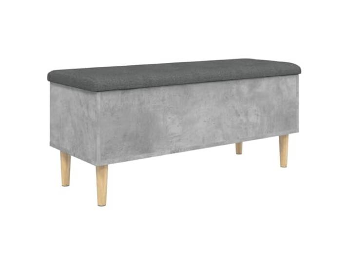 Sitzbank mit Stauraum Betongrau 102x42x46 cm Holzwerkstoff Holzrahmen,gepolstertes Sitzkissen,stabile Scharniere,110 kg pro Sitzplatz,Flur und Wohnzimmer