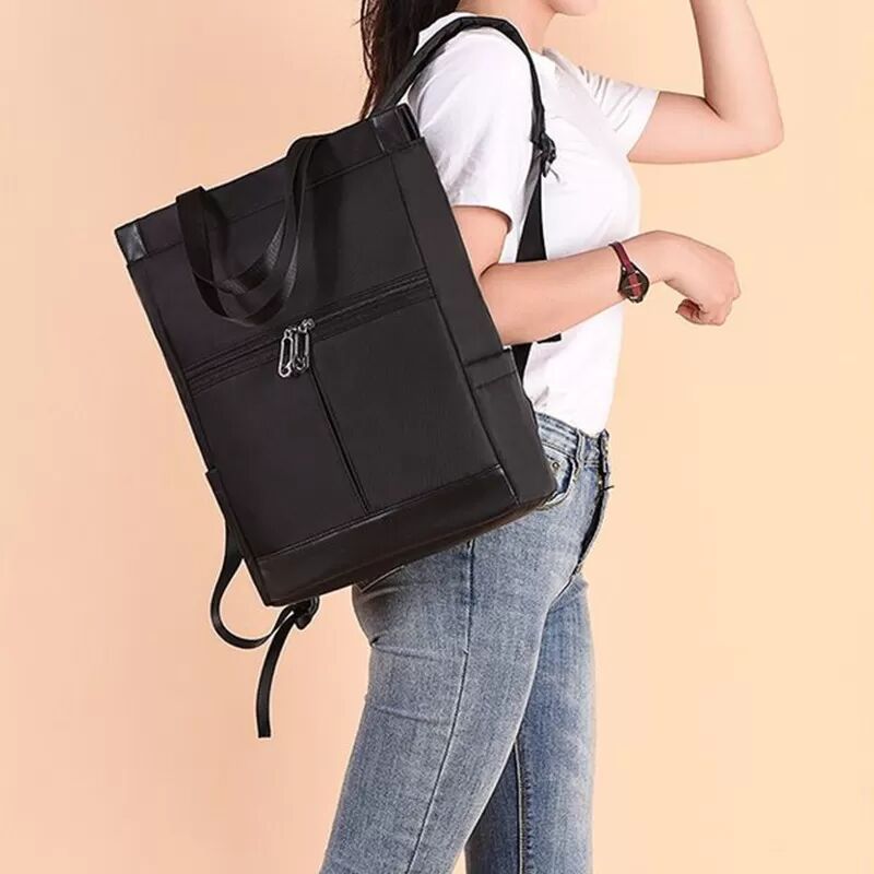 INF Schwarzer Nylon-Rucksack für den täglichen Gebrauch Schwarz