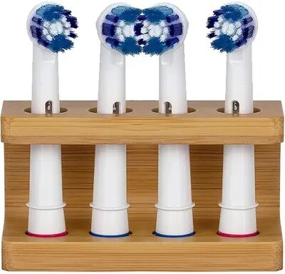 Combo Retail Shop Bamboo Electric Toothbrush Holder, Multi Slot Bathroom Organizer, Durable Toothpaste Stand For Home And Hotel 4 Holes