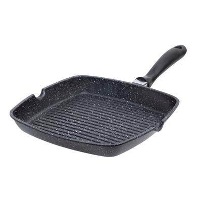 Grillpfanne RESTO KITCHENWARE "Meridiana, quadratische Steak Pfanne mit Ausguss", schwarz, B:28cm H:4cm L:50cm Ø:28cm, Pfannen, Bratpfanne, Eckpfanne mit Marmor-Antihaftbeschichtung