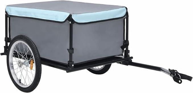 Fahrradanhänger 136x72x58 cm bis 65 kg, Fahrrad Lastenanhänger, Deichsel klappbar, Transportanhänger Handwagen Transportbox für Einkäufe, Urlaub, Radtouren