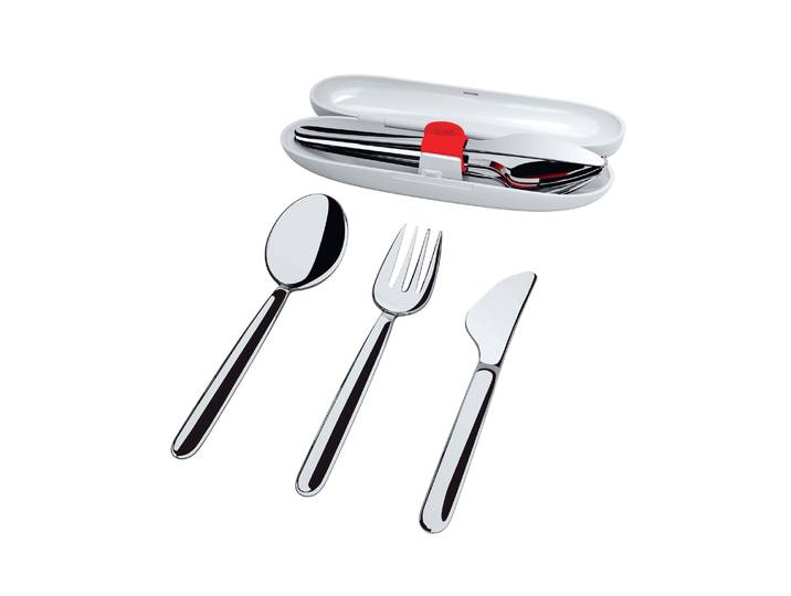Alessi - Set couverts de voyage Food à porter - Métal - Résine thermoplastique - Designer Sakura Adachi