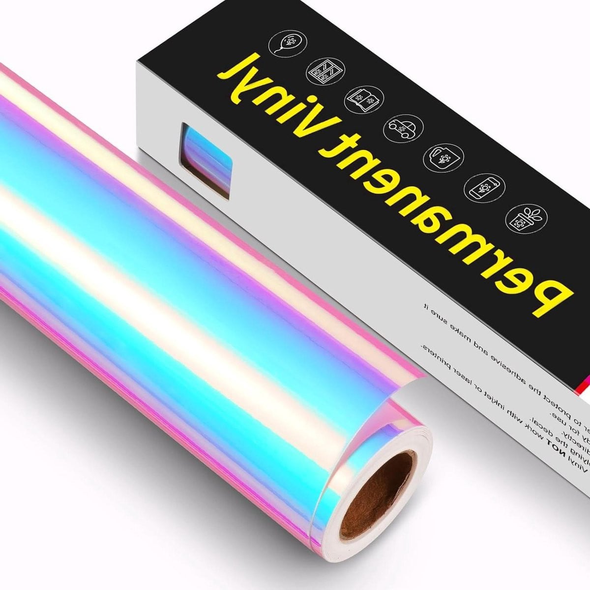 Zelfklevende Vinylfolie Holografisch Opaalwit - Plotterfolie Rol voor Decoratie - B: 30,5 cm, L: 305 cm