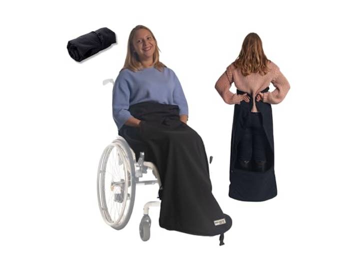 BELIEFF Rollstuhl Decke Erwachsene - Rollstuhldecke Beindecke - Rollstuhlsack - Rollstuhl Schlupfsack - Fußsack - Geschlossen - Schwarz - Medium